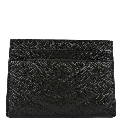 YVES SAINT LAURENT Cassandre Monogram Grain De Poudre Leather Card Holder Black