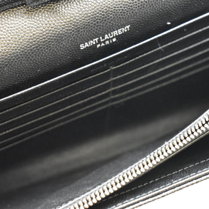 YVES SAINT LAURENT Wallet on Chain Leather Shoulder Bag Black