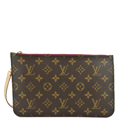 LOUIS VUITTON Neverfull Monogram Canvas Pochette Wristlet Pouch Cerise