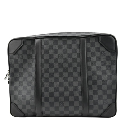 LOUIS VUITTON Damier Graphite Canvas Briefcase Backpack Bag Black