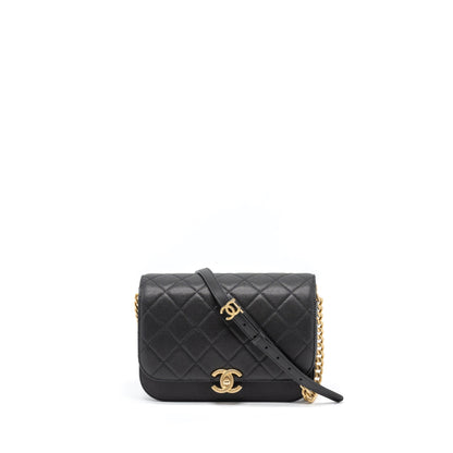 Chanel Messenger Bag Caviar Black Brushed  (Microchip)