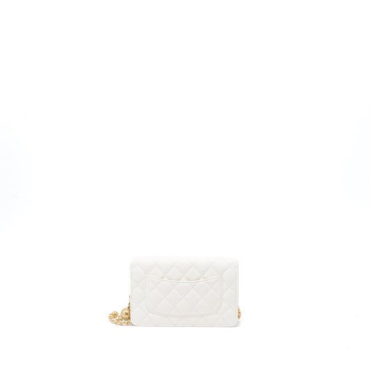 Chanel Pearl Crush Wallet on Chain Lambskin White  (Microchip)