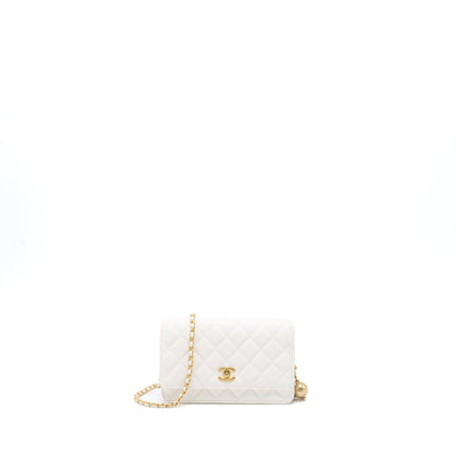 Chanel Pearl Crush Wallet on Chain Lambskin White  (Microchip)