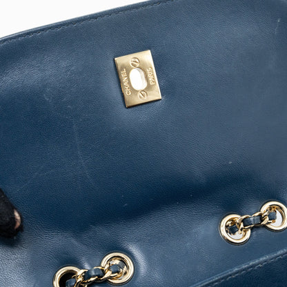 Chanel Quilted Flap Crossbody Bag Lambskin Dark Blue L