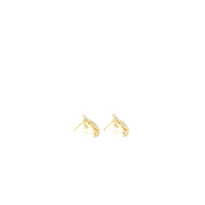 Chanel CC Logo Earrings Crystal Gold Tone