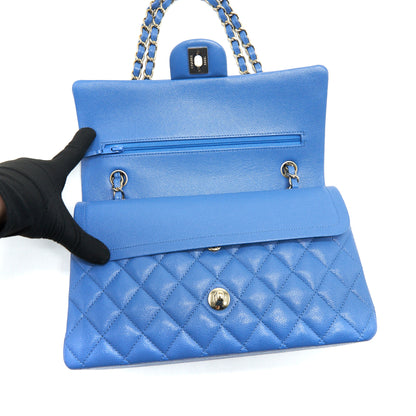 Chanel Medium Classic Double Flap 25cm Blue Caviar L