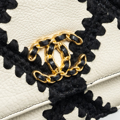 Chanel 19 wallet on chain Fabric/Calfskin White/Black Multicolour Hardware