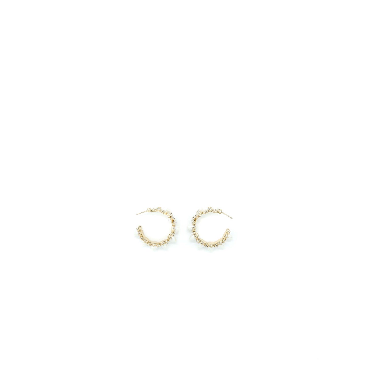 Chanel CC Logo Earrings Crystal/Pearl Light Gold Tone