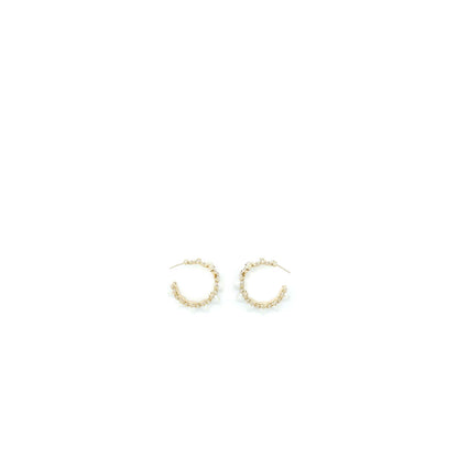 Chanel CC Logo Earrings Crystal/Pearl Light Gold Tone