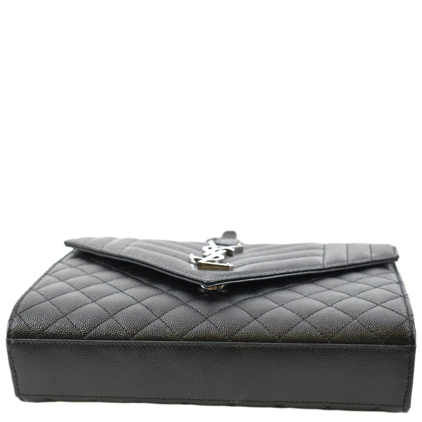 YVES SAINT LAURENT Medium Envelope Leather Chain Shoulder Bag Black