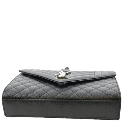 YVES SAINT LAURENT Medium Envelope Leather Chain Shoulder Bag Black