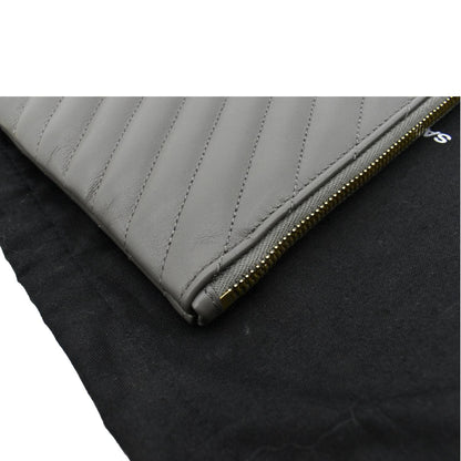 YVES SAINT LAURENT Monogram Leather Pouch Grey