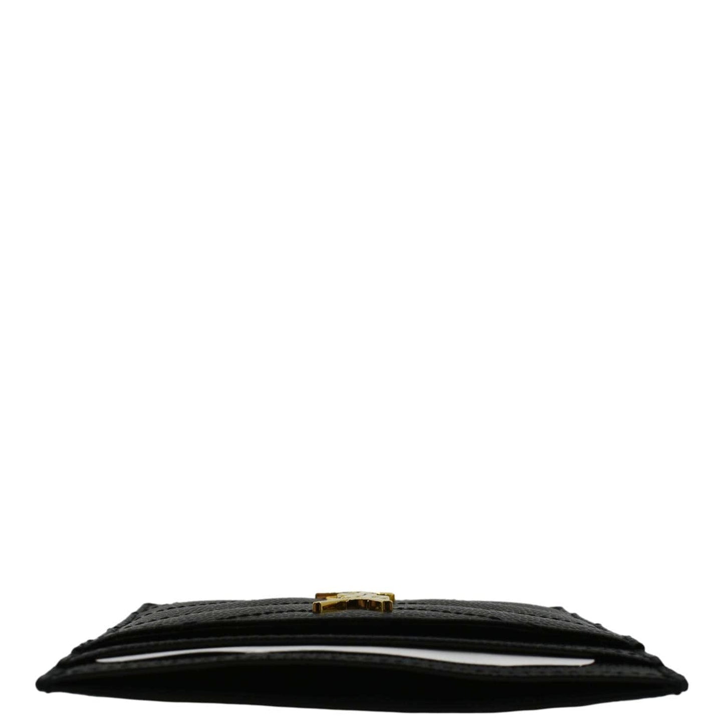 YVES SAINT LAURENT Cassandre Monogram Grain De Poudre Leather Card Holder Black