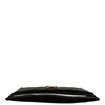 YVES SAINT LAURENT Cassandre Monogram Grain De Poudre Leather Card Holder Black