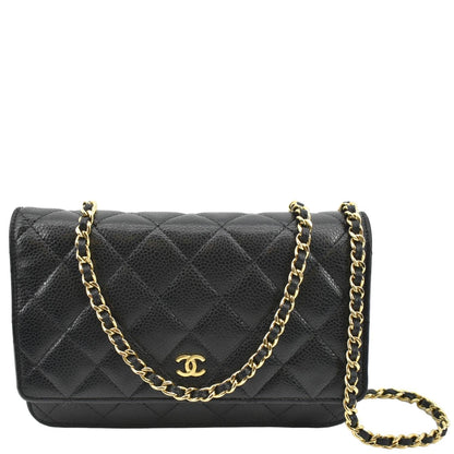 CHANEL Boy Woc Caviar Leather Wallet On Chain Clutch Bag Black