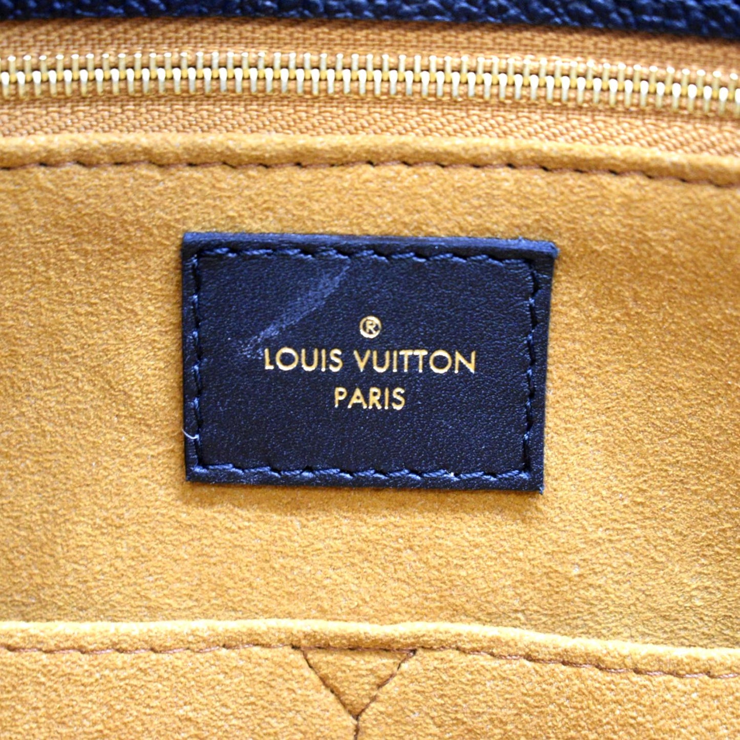 LOUIS VUITTON Onthego MM Giant Monogram Empreinte Leather Tote Bag Black
