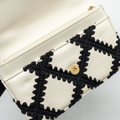 Chanel 19 wallet on chain Fabric/Calfskin White/Black Multicolour Hardware
