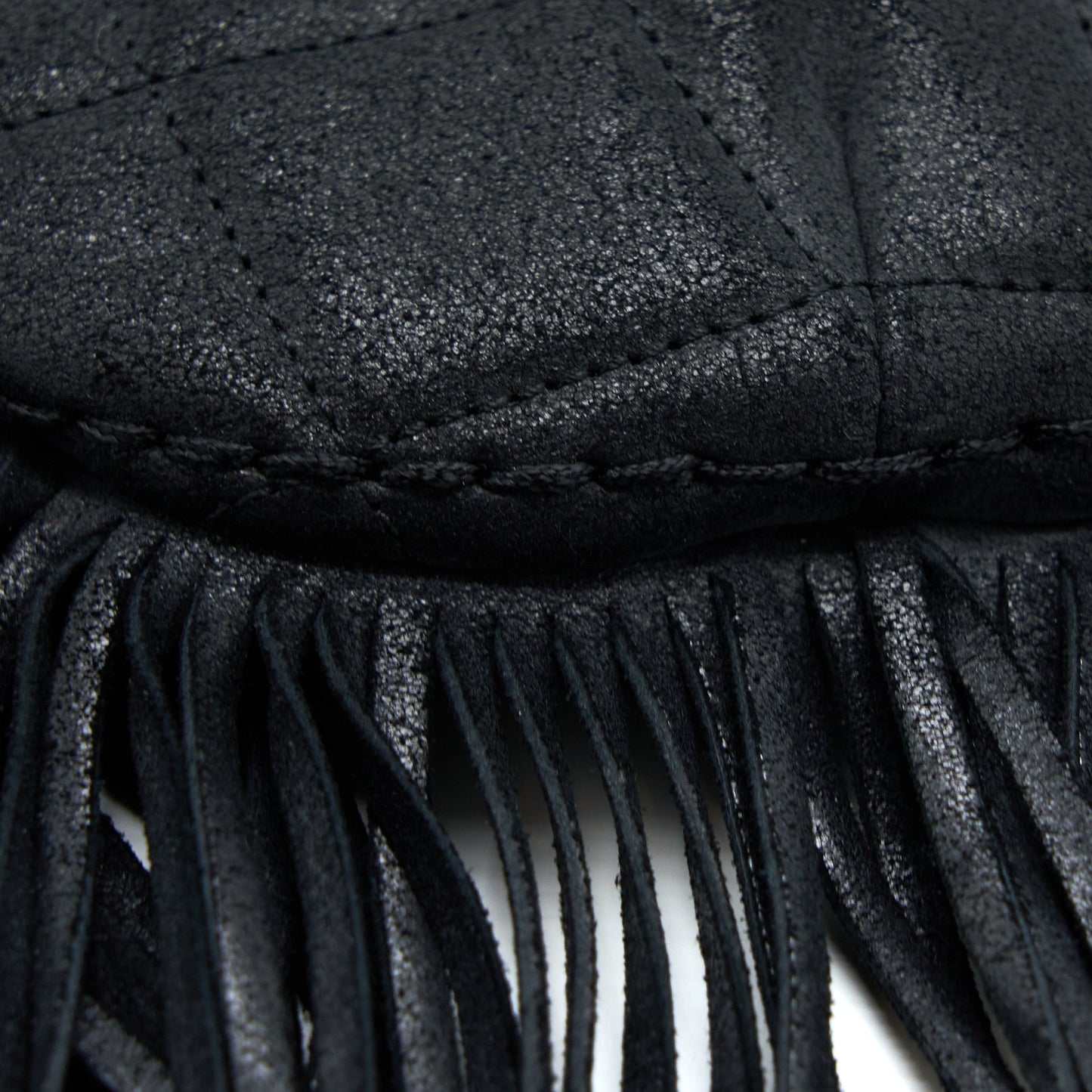 Chanel Tassel Hobo Bag Fringed Shiny Calfskin Black Brushed