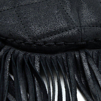 Chanel Tassel Hobo Bag Fringed Shiny Calfskin Black Brushed