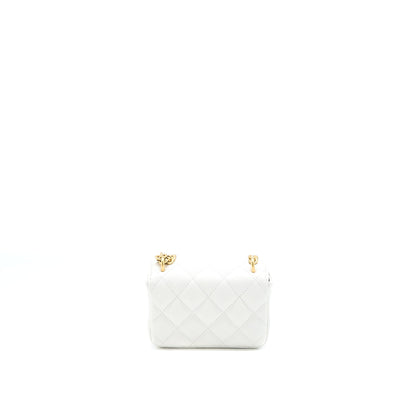 Chanel 23C Coco Love Mini Flap Bag with Chain Caviar White Brushed  (Microchip)