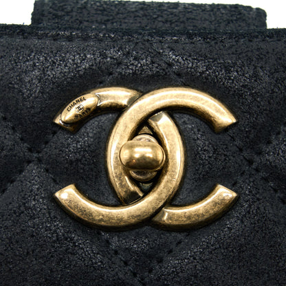 Chanel Tassel Hobo Bag Fringed Shiny Calfskin Black Brushed