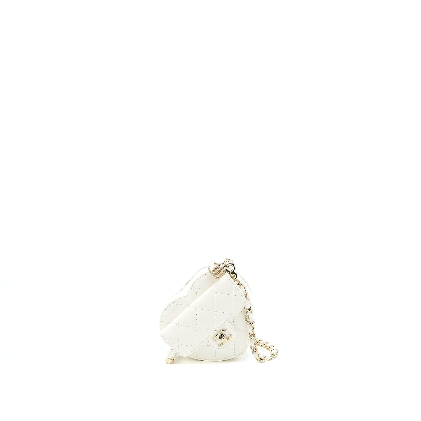 Chanel Heart Belt Bag Lambskin White L
