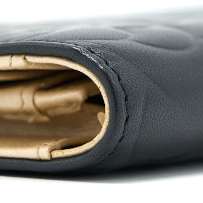 Chanel Camellia Long Flap Wallet Lambskin Black/ Gold