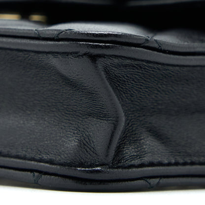 Chanel Mini Top Handle Flap Bag Lambskin Black L