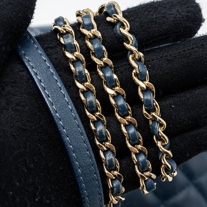 Chanel Quilted Flap Crossbody Bag Lambskin Dark Blue L