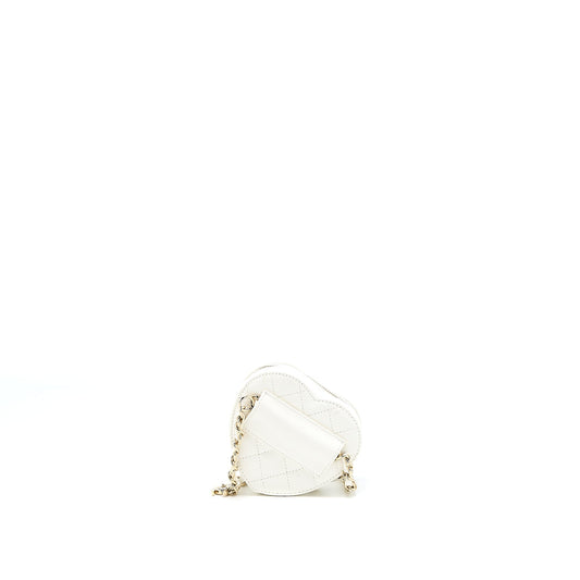 Chanel Heart Belt Bag Lambskin White L