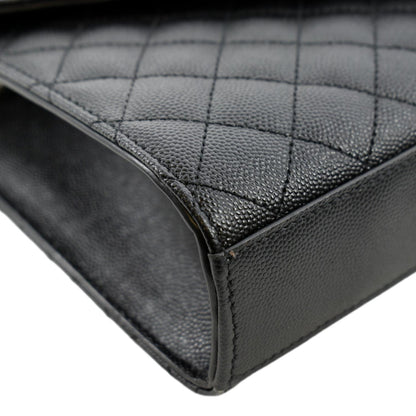 YVES SAINT LAURENT Medium Envelope Leather Chain Shoulder Bag Black