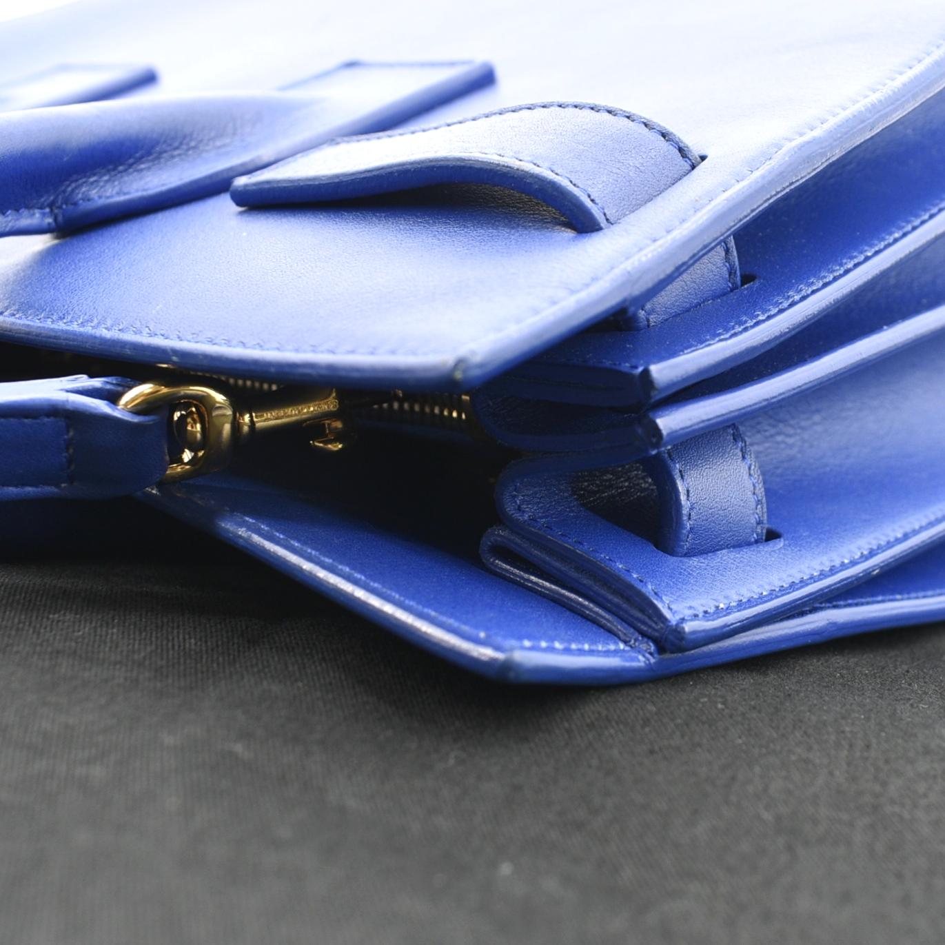 YVES SAINT LAURENT Sac de Jour Leather Shoulder Bag Blue