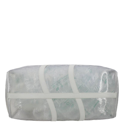 LOUIS VUITTON Wavy Keepall 50 Bandouliere Transparent Epi PVC Travel Bag White