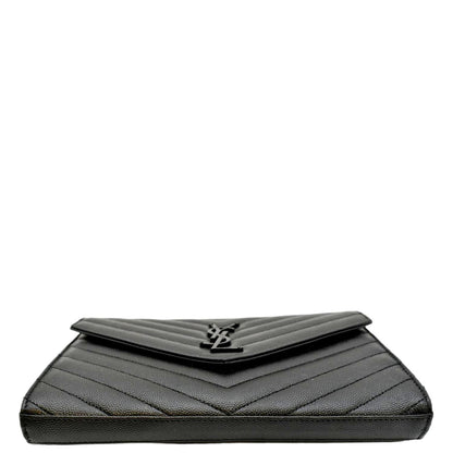 YVES SAINT LAURENT Cassandre Matelasse Chain Wallet Crossbody Bag Black