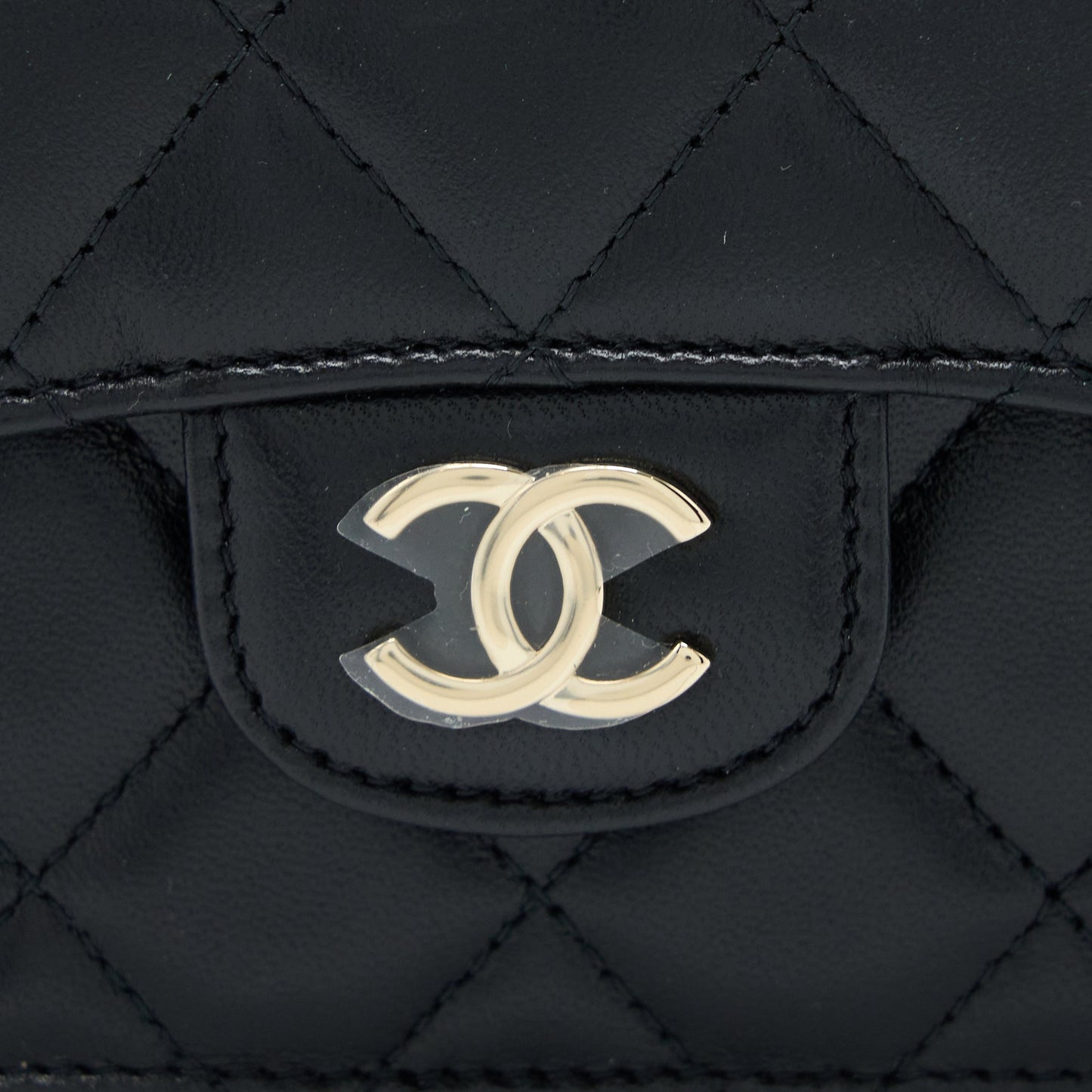 Chanel Mini Top Handle Flap Bag Lambskin Black L