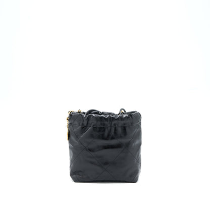 Chanel 23S Mini 22 Bag with Pearl Shiny Calfskin Black  (Microchip)
