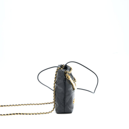 Chanel 23S Mini 22 Bag with Pearl Shiny Calfskin Black  (Microchip)