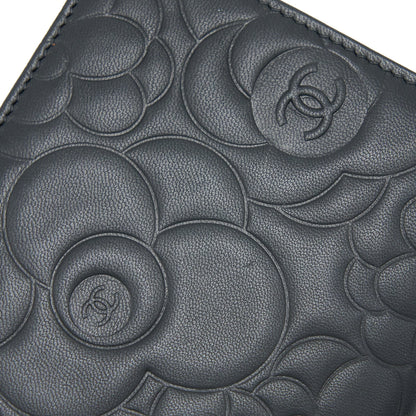 Chanel Camellia Long Flap Wallet Lambskin Black/ Gold