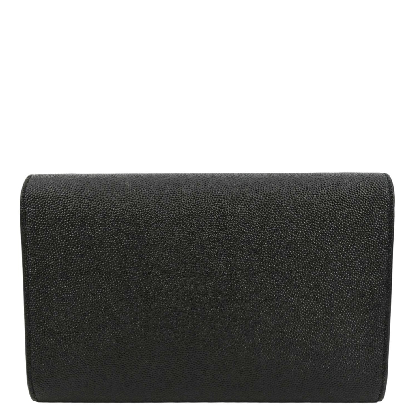 YVES SAINT LAURENT Uptown Gain De Poudre Embossed Leather Crossbody Chain Wallet Black