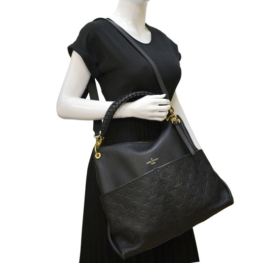 LOUIS VUITTON Maida Monogram Empreinte Leather Hobo Shoulder Bag Black