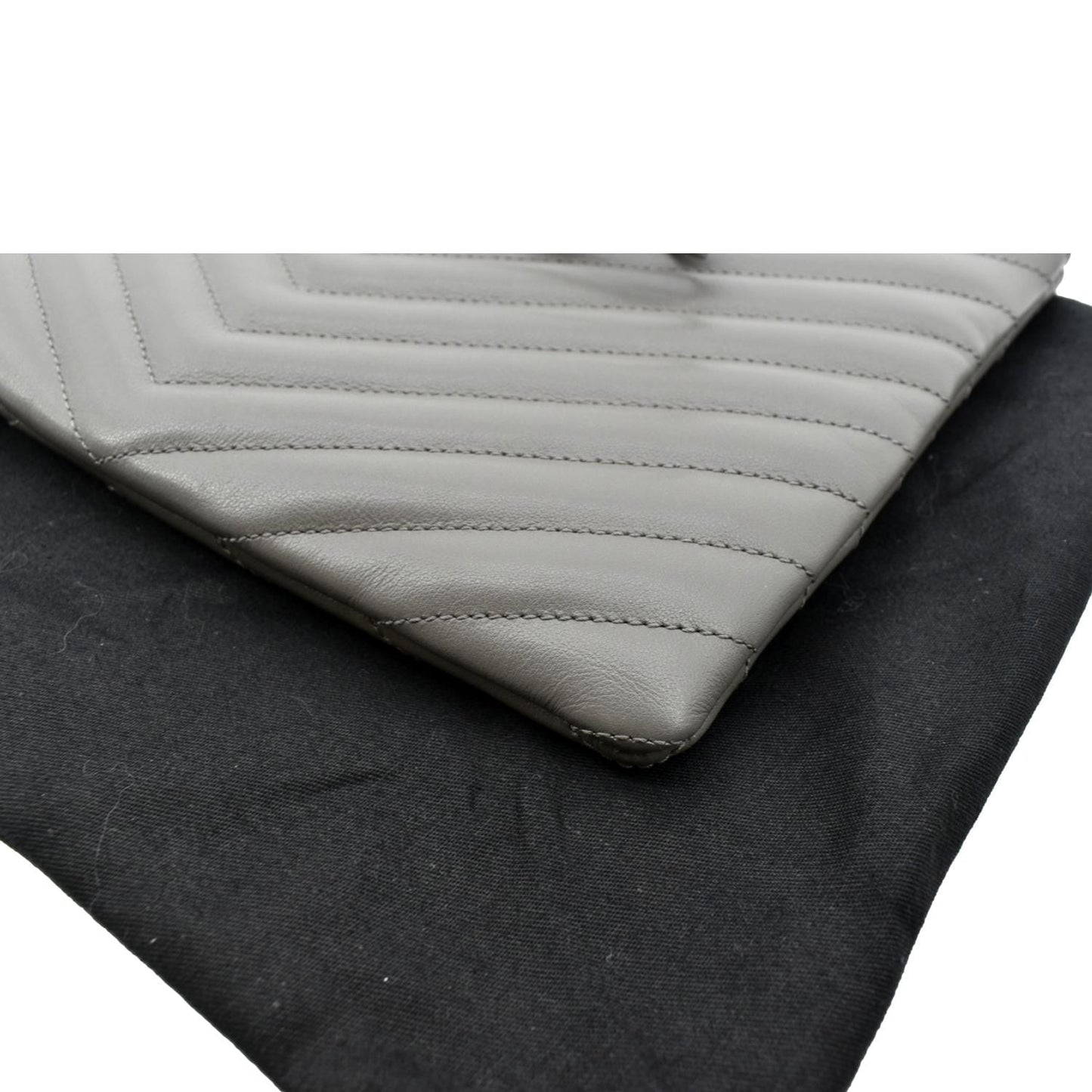 YVES SAINT LAURENT Monogram Leather Pouch Grey