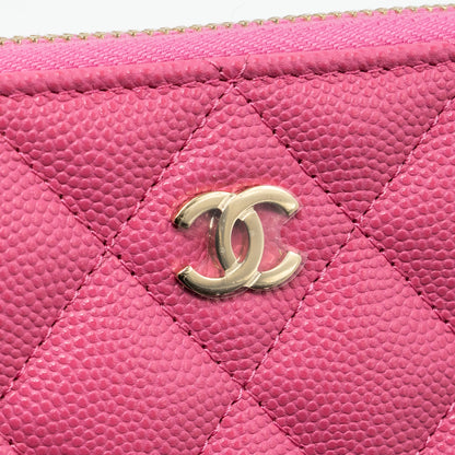 Chanel zippy key ring pouch caviar pink L