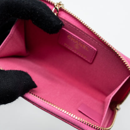 Chanel zippy key ring pouch caviar pink L