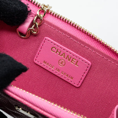 Chanel zippy key ring pouch caviar pink L