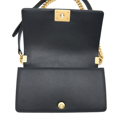 Chanel Medium Boy Bag Calfskin Black Brushed