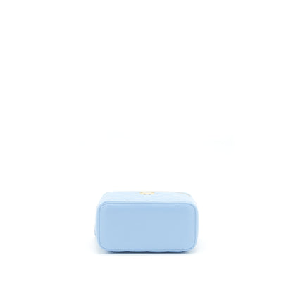 Chanel 22S Letter Logo Top Handle Long Vanity With Chain Caviar Light Blue