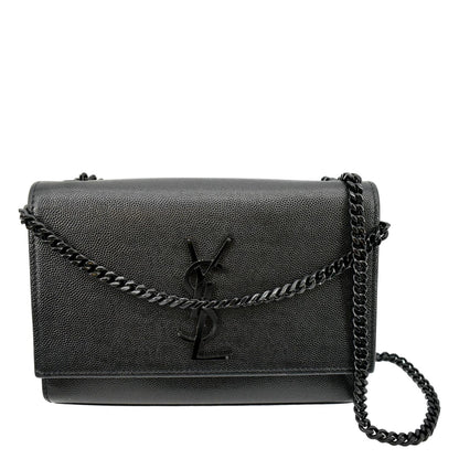 YVES SAINT LAURENT Kate Leather Chain Clutch Crossbody Bag Black