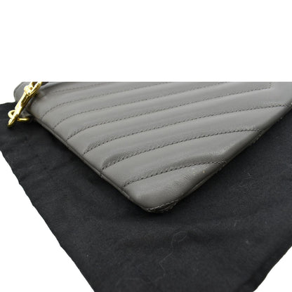 YVES SAINT LAURENT Monogram Leather Pouch Grey