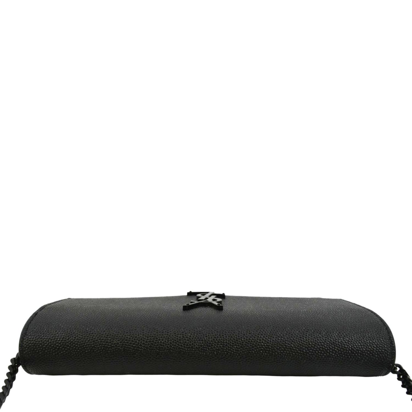 YVES SAINT LAURENT Uptown Gain De Poudre Embossed Leather Crossbody Chain Wallet Black