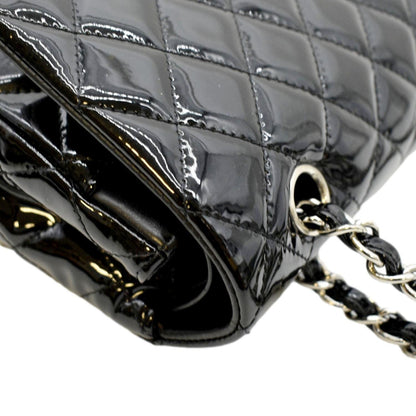 CHANEL Medium Flap Patent Leather Shoulder Bag Black